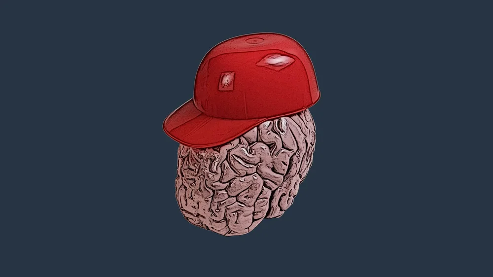 Brain wearing a red baseball hat