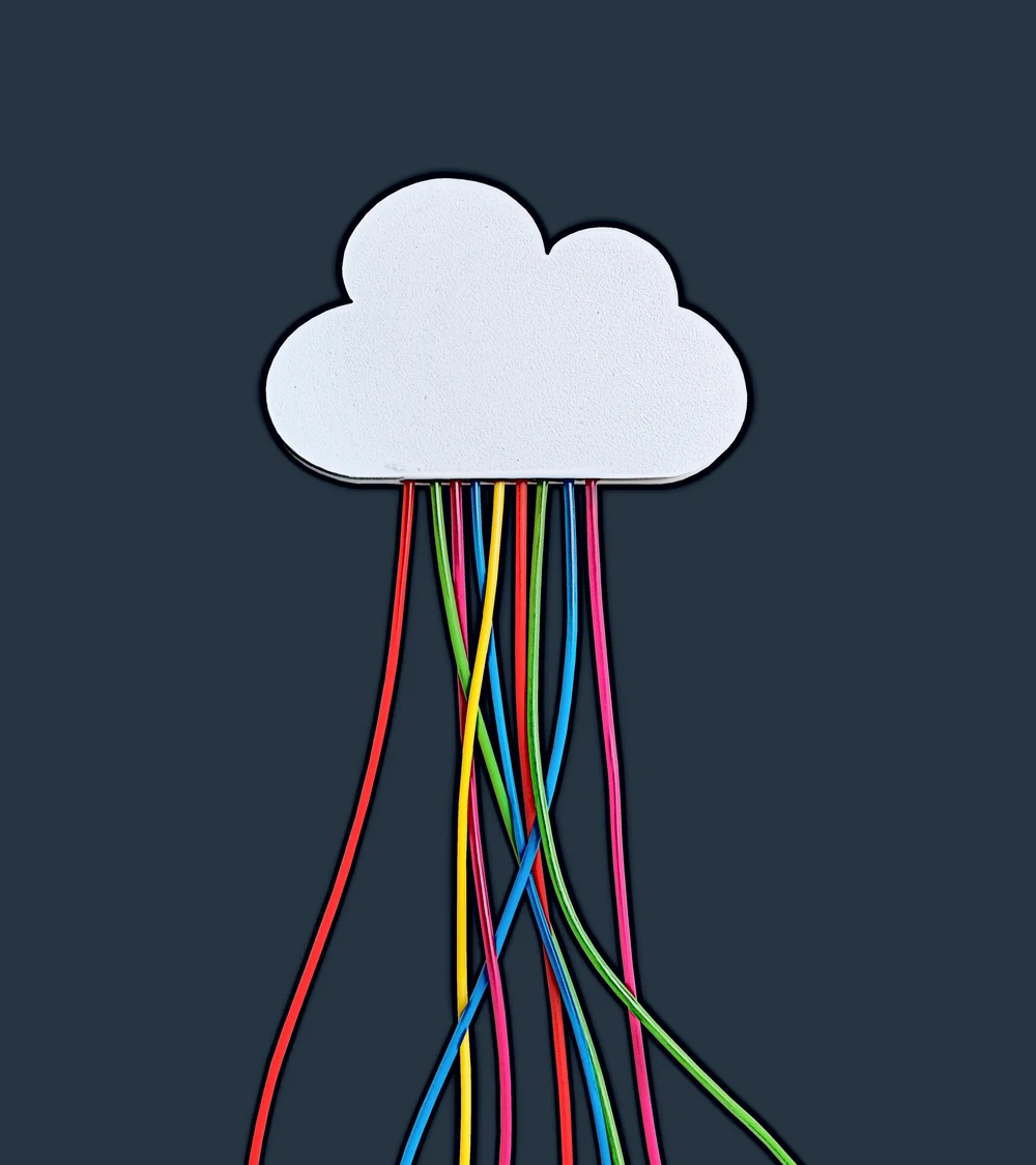 Cloud graphic with wires coming out of it